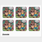 Funny "I'm Fine" Cartoon Illustration Quadratischer Aufkleber (Blatt)