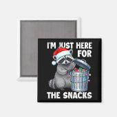 Funny I'm Just Here For The Snacks Raccoon Christm Magnet (Vorderseite/Rückseite)