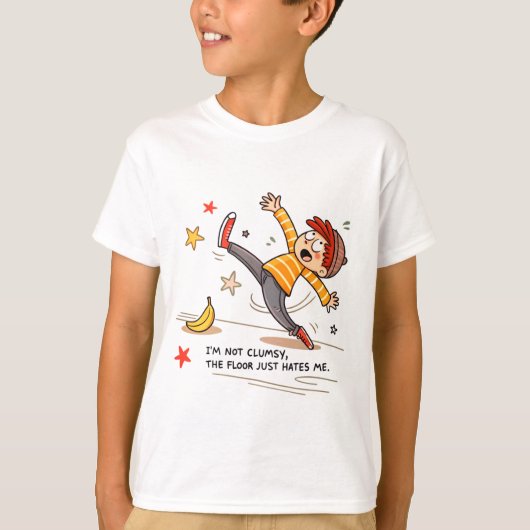 Funny "I'm Not Clumsy" Banana Peel Cartoon T-Shirt (Vorderseite)