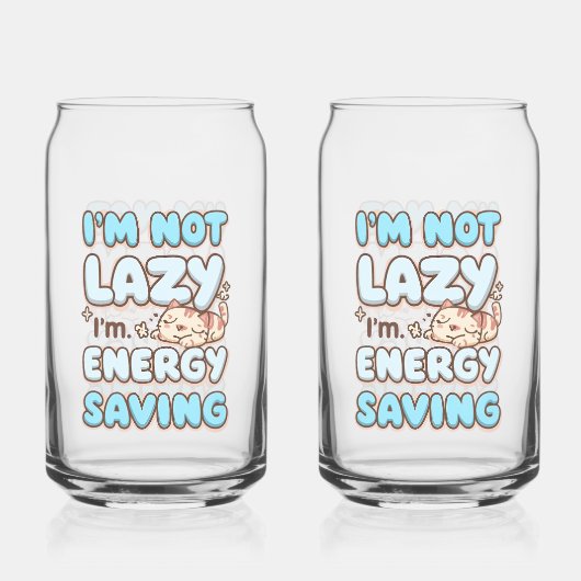 Funny "I'm Not Lazy" Blue Bubbly Font Dosenglas (Vorderseite)
