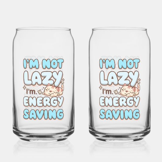Funny "I'm Not Lazy" Blue Bubbly Font Dosenglas (Rückseite)