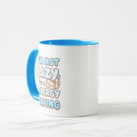 Funny "I'm Not Lazy" Blue Bubbly Font Tasse (Vorderseite Links)
