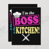 Funny im the Boss in dieser Küche T - Shirt Kochen Begleitkarte (Vorne/Hinten)