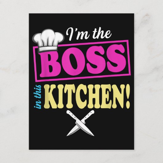 Funny im the Boss in dieser Küche T - Shirt Kochen Begleitkarte (Vorderseite)