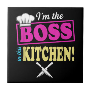 Funny im the Boss in dieser Küche T - Shirt Kochen Fliese