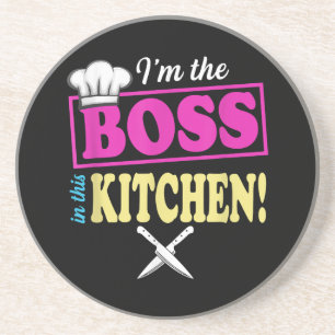 Funny im the Boss in dieser Küche T - Shirt Kochen Getränkeuntersetzer