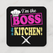 Funny im the Boss in dieser Küche T - Shirt Kochen Quadratische Visitenkarte (Rückseite)