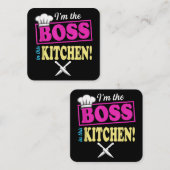 Funny im the Boss in dieser Küche T - Shirt Kochen Quadratische Visitenkarte (Vorne/Hinten)