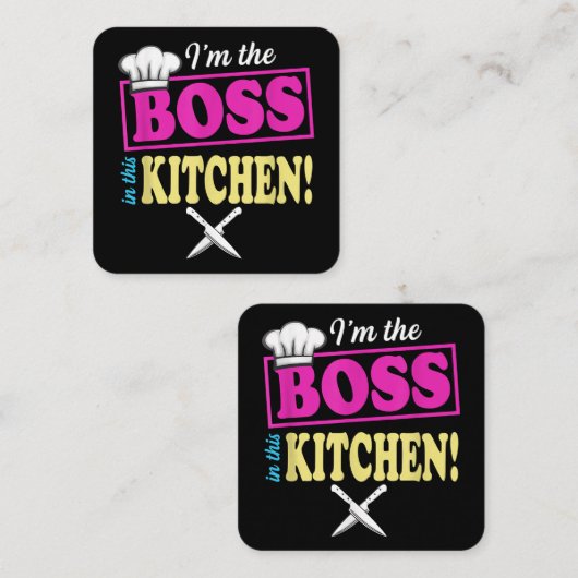 Funny im the Boss in dieser Küche T - Shirt Kochen Quadratische Visitenkarte (Vorne/Hinten)