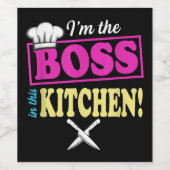 Funny im the Boss in dieser Küche T - Shirt Kochen Weinetikett (Einzelnes Label)