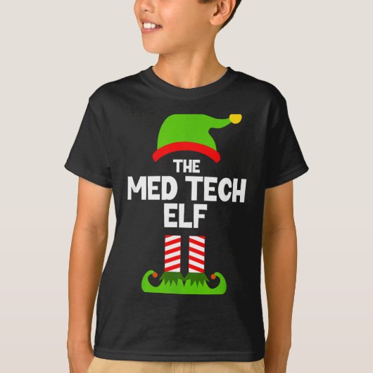 Funny I'm The Med Tech Elf Christmas Xmas Medical T-Shirt (Vorderseite)