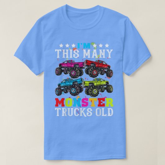 Funny Im This Many Monster Truck Old 4th Birthday T-Shirt (Design vorne)