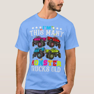 Funny Im This Many Monster Truck Old 4th Birthday T-Shirt