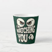 Funny "I'M WATCHING YOU" Retro Eyes Coffee Mug - O Milchtasse (Vorderseite)