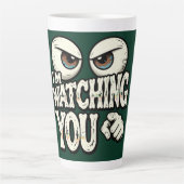 Funny "I'M WATCHING YOU" Retro Eyes Coffee Mug - O Milchtasse (Vorderseite)