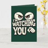 Funny "I'M WATCHING YOU" Retro Eyes Greeting Card Karte (Gelbe Blume)