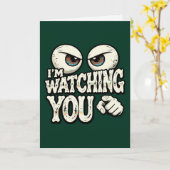 Funny "I'M WATCHING YOU" Retro Eyes Greeting Card Karte (Gelbe Blume)