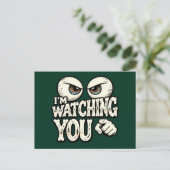 Funny "I'M WATCHING YOU" Retro Eyes Greeting Card  Postkarte (Stehend Vorderseite)