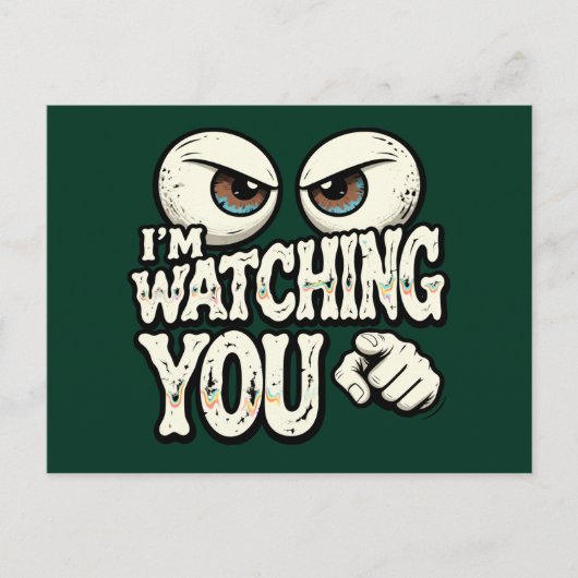 Funny "I'M WATCHING YOU" Retro Eyes Greeting Card  Postkarte (Vorderseite)
