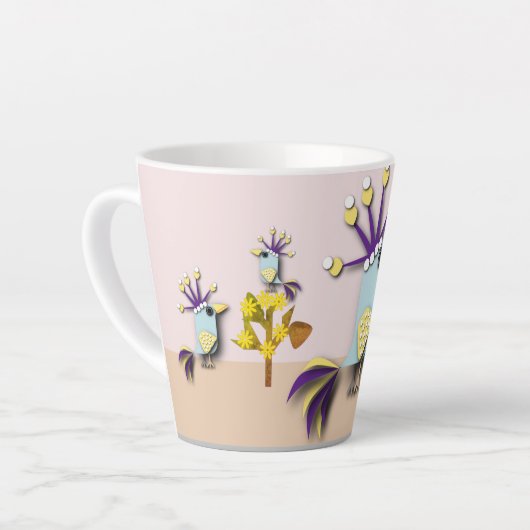 Funny Imaginary Bird Milchtasse (Linke Ecke)