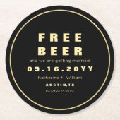 Funny Imitats Goldfreies Bier Save the Date Runder Pappuntersetzer (Vorderseite)