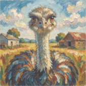 Funny Impasto Ostrich on a Ranch  Aufkleber (Vorderseite)