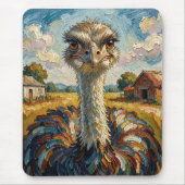 Funny Impasto Ostrich on a Ranch  Mousepad (Vorne)