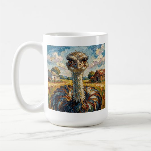 Funny Impasto Ostrich on a Ranch Personalized Kaffeetasse (Links)