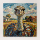Funny Impasto Ostrich on a Ranch  Puzzle (Vertikal)