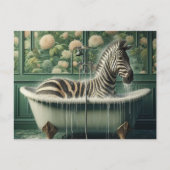 Funny in der Badewanne Zebra Postcard Postkarte (Vorderseite)