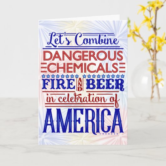Funny Independence Day 4. Juli Bier Feuerwerk Karte (Gelbe Blume)