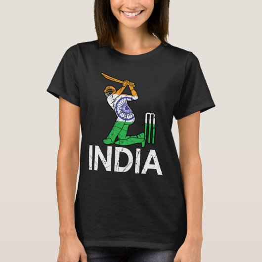 Funny India Flag Cricket Supporters Tee Indian Cri (Vorderseite)