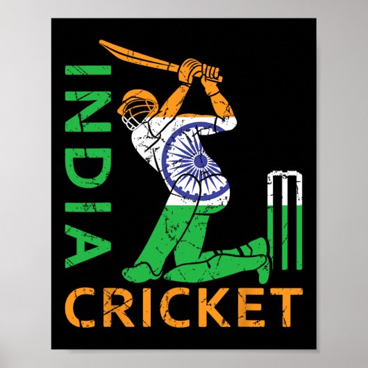 Funny India Flag Cricket Supporters Tee Indian Cri Poster (Vorne)