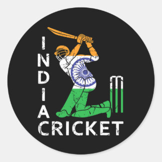Funny India Flag Cricket Supporters Tee Indian Cri Runder Aufkleber