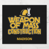 Funny individuelle Name Construction Worker Bierflaschenetikett (Einzelnes Label)