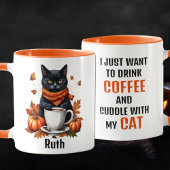 Funny Individuelle Name Orange Coffee and Cat Tasse