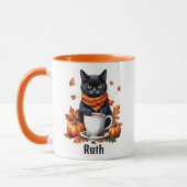 Funny Individuelle Name Orange Coffee and Cat Tasse (Links)