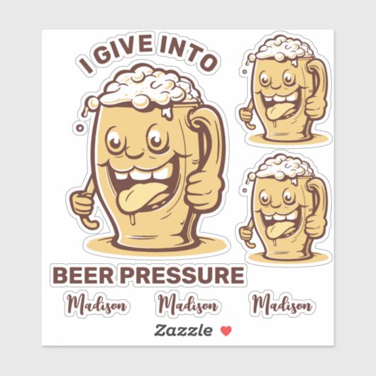 Funny Individuelle Name & Text Beer Aufkleber (Blatt)