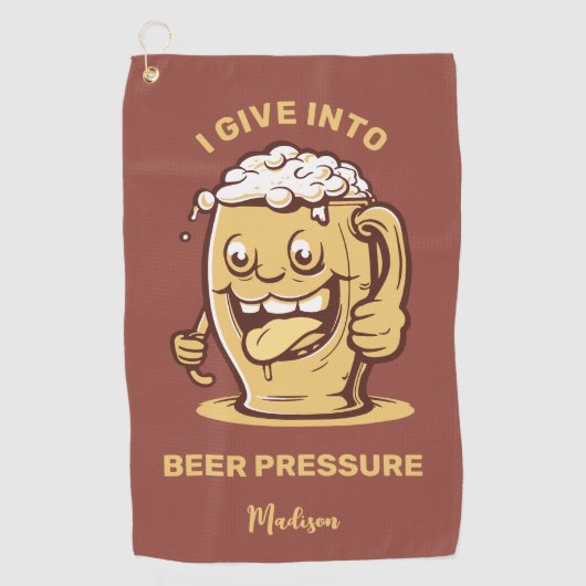 Funny Individuelle Name & Text Beer Golfhandtuch (Vorderseite)
