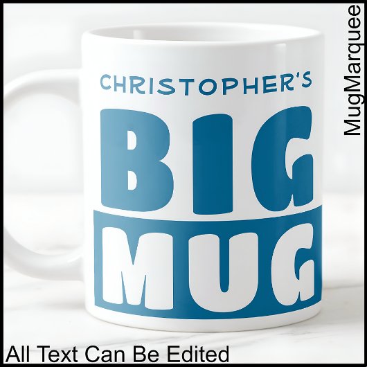Funny Individuelle Name Text Two Tone Blue Big Tas Jumbo-Tasse