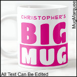 Funny Individuelle Name Text Two Tone Pink Große T Jumbo-Tasse<br><div class="desc">Diese kühne Zwei-Töne-Tasse behalte Dinge,  die einfach,  aber effektiv mit vollständig editierbar sind. Die Kontrastfarbe verleiht diesem Pop einen stilvollen Touch und macht ihn zu einem idealen Geschenk oder einer Tasse mit Persönlichkeit. Der gesamte Text ist vollständig anpassbar.</div>