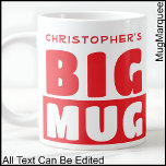 Funny Individuelle Name Text Two Tone Red Big Tass Jumbo-Tasse<br><div class="desc">Diese kühne Zwei-Töne-Tasse behalte Dinge,  die einfach,  aber effektiv mit vollständig editierbar sind. Die Kontrastfarbe verleiht diesem Pop einen stilvollen Touch und macht ihn zu einem idealen Geschenk oder einer Tasse mit Persönlichkeit. Der gesamte Text ist vollständig anpassbar.</div>