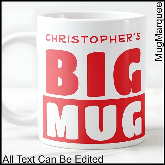 Funny Individuelle Name Text Two Tone Red Big Tass Jumbo-Tasse