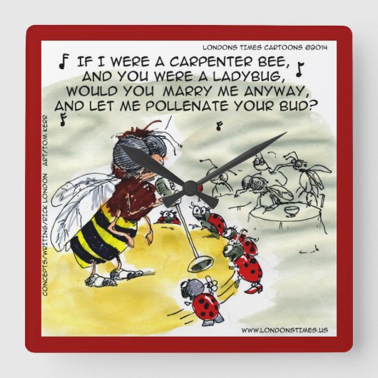 Funny Insekt Nightclub Singer Wall Clock Quadratische Wanduhr (Vorderseite)