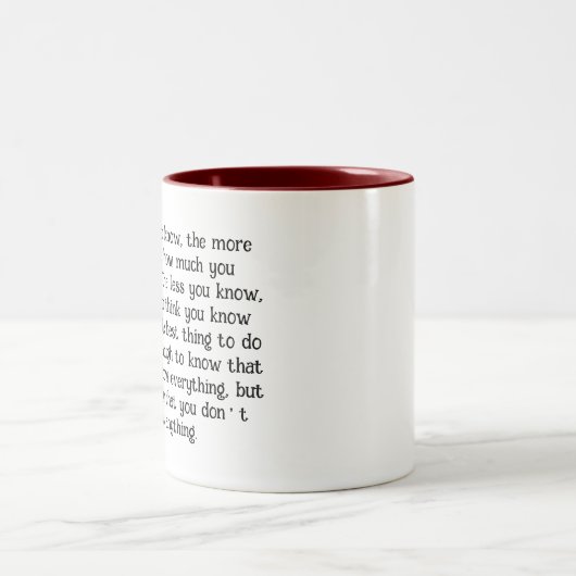 Funny Inspiration Zitat - Kennen Sie Ihre Grenzen  Zweifarbige Tasse (Mittel)