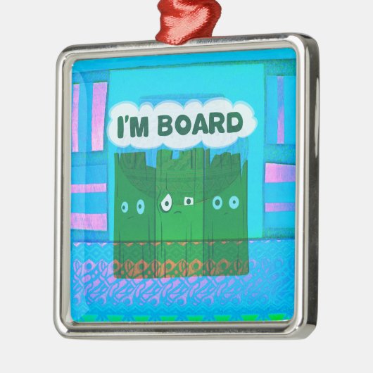 Funny Inspirational Graphic Ich langweile mich Tex Silbernes Ornament (Links)