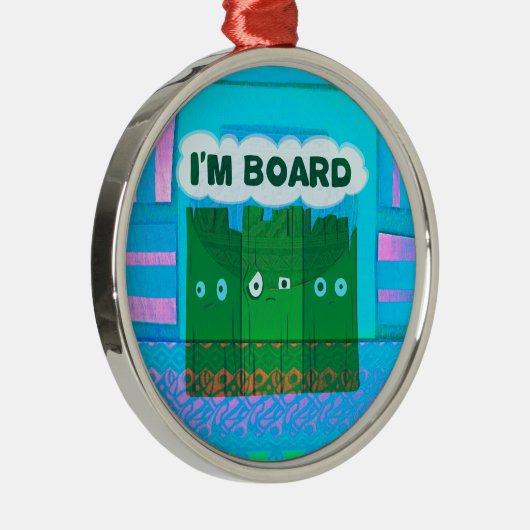 Funny Inspirational Graphic Ich langweile mich Tex Silbernes Ornament (Rechts)