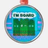 Funny Inspirational Graphic Ich langweile mich Tex Silbernes Ornament (Vorne)