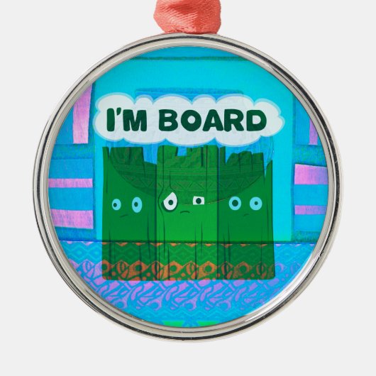 Funny Inspirational Graphic Ich langweile mich Tex Silbernes Ornament (Vorne)