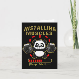Funny installiert Muscle Panda Weight Lifting Barb Karte